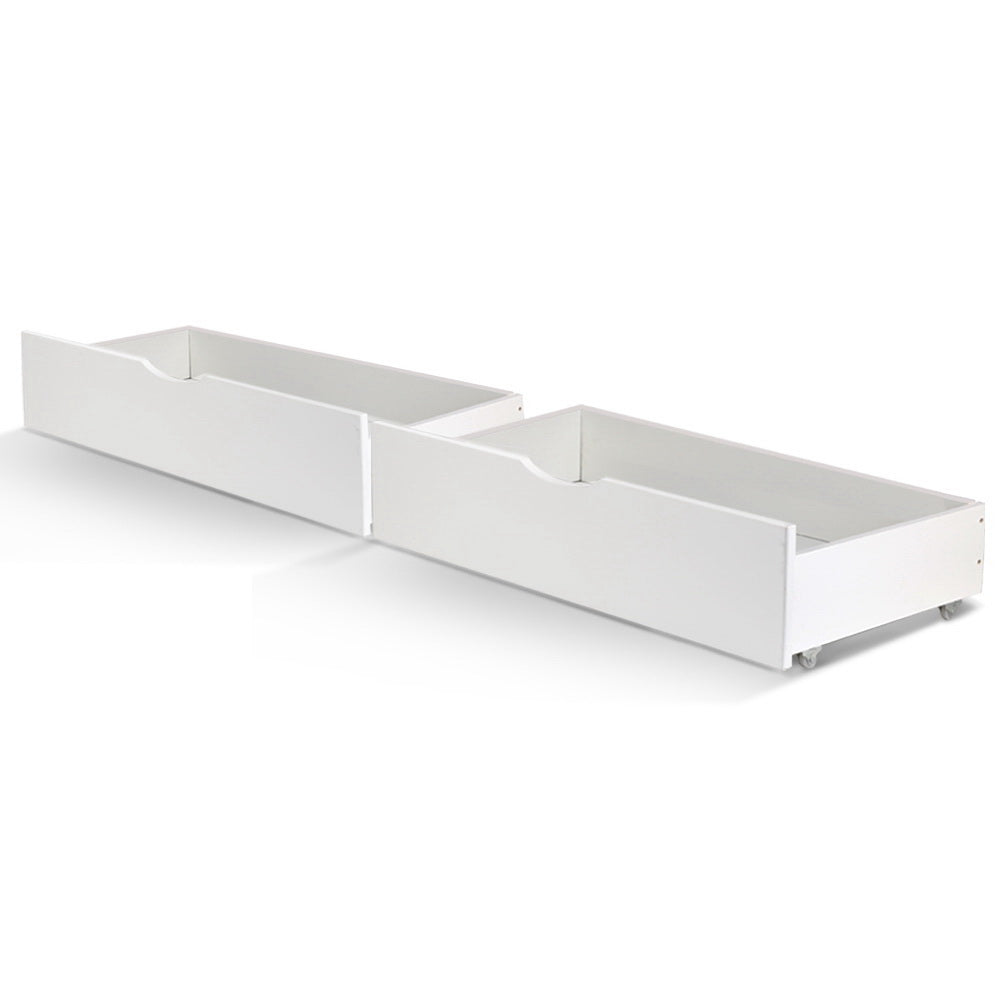 Beds & Bed Frames: Artiss 2x Bed Frame Storage Drawers Trundle White