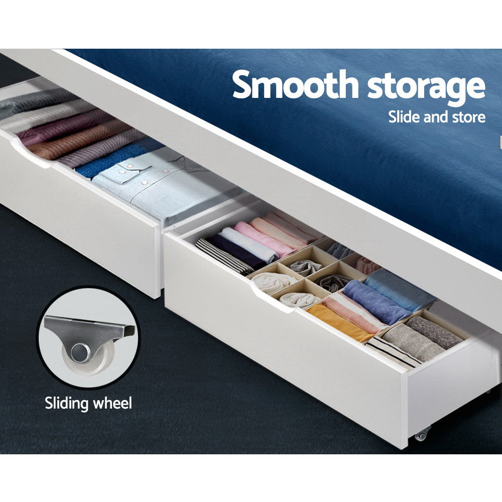Beds & Bed Frames: Artiss 2x Bed Frame Storage Drawers Trundle White