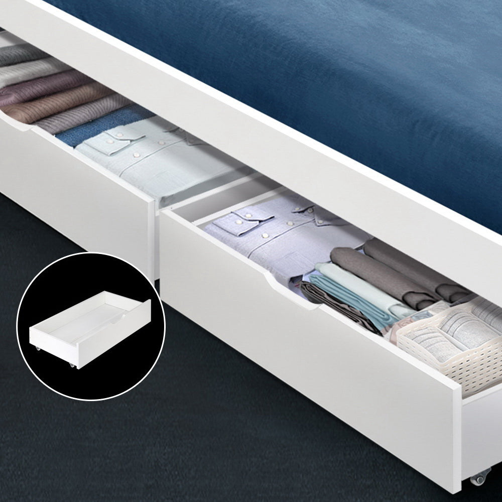 Beds & Bed Frames: Artiss 2x Bed Frame Storage Drawers Trundle White