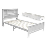 Artiss Bed Frame King Single Size Wooden with 3 Shelves Bed Head White