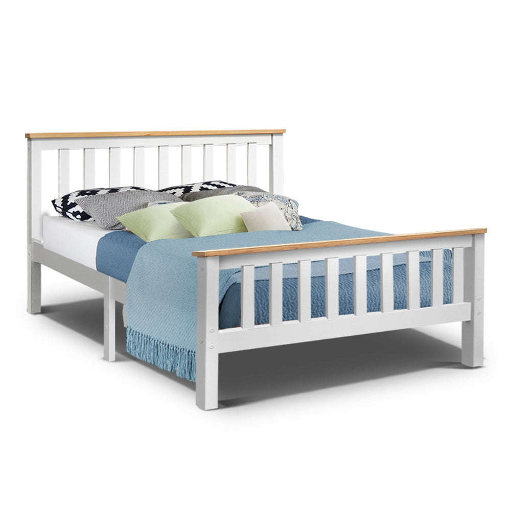 Beds & Bed Frames: Artiss Bed Frame Double Size Wooden White PONY