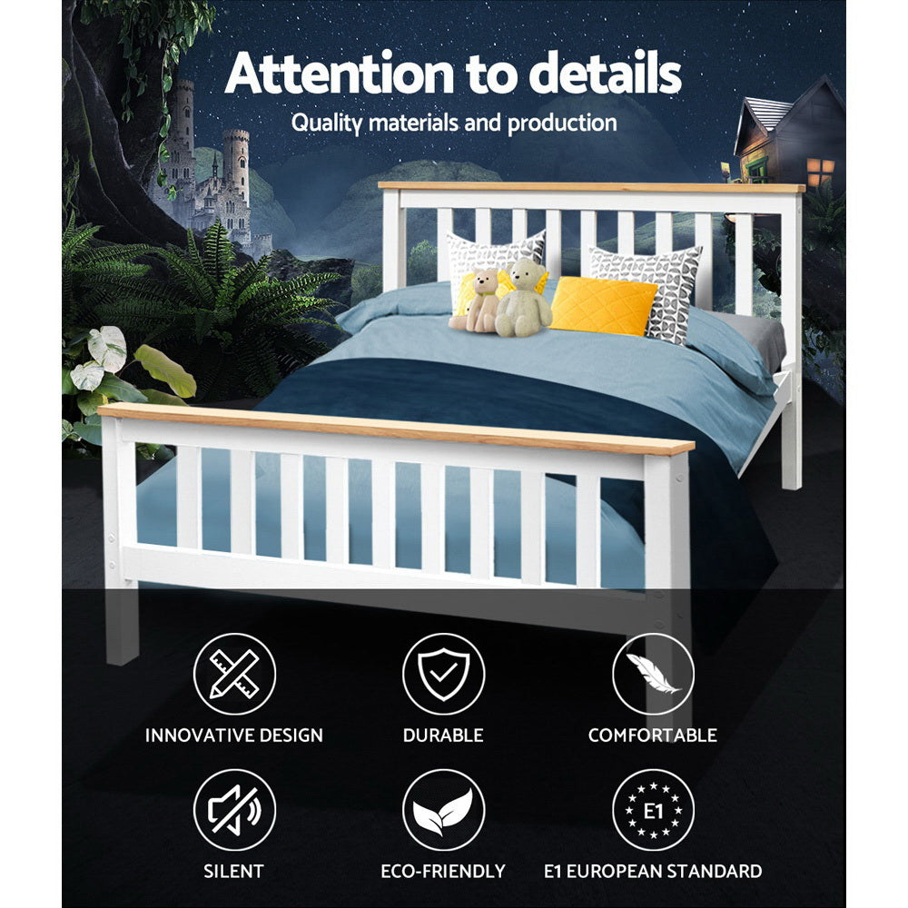 Beds & Bed Frames: Artiss Bed Frame Double Size Wooden White PONY