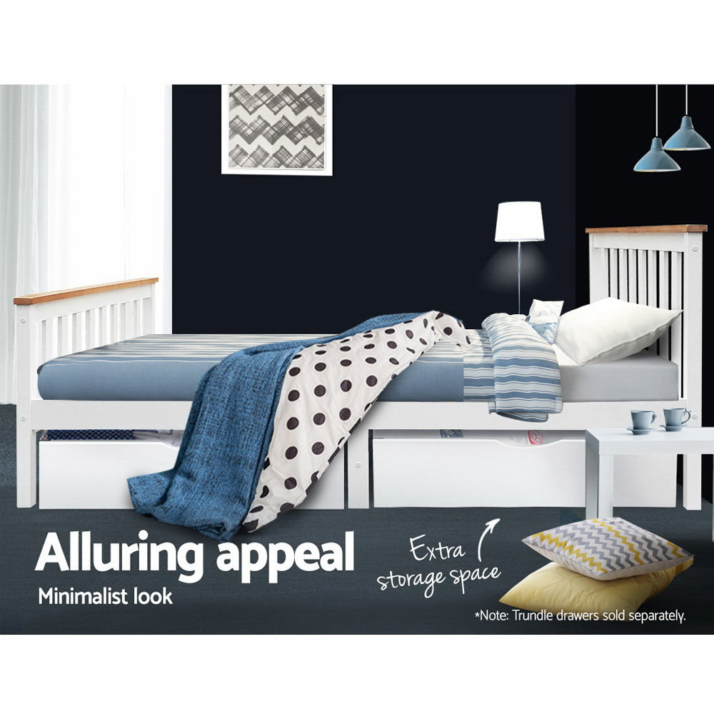 Beds & Bed Frames: Artiss Bed Frame Double Size Wooden White PONY