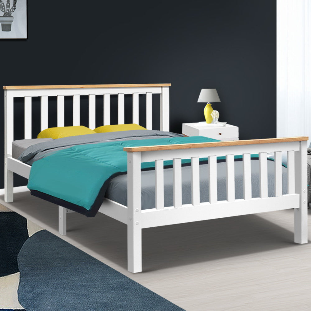 Beds & Bed Frames: Artiss Bed Frame Double Size Wooden White PONY