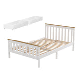 Beds & Bed Frames: Artiss Bed Frame Double Size Wooden Platform with 2 Storage Drawers White PONY