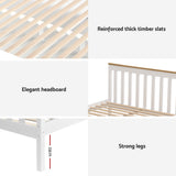 Beds & Bed Frames: Artiss Bed Frame Double Size Wooden Platform with 2 Storage Drawers White PONY