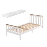 Beds & Bed Frames: Artiss Bed Frame Single Size Wooden Platform with 2 Storage Drawers White PONY