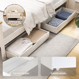 Beds & Bed Frames: Artiss Bed Frame Single Size Wooden Platform with 2 Storage Drawers White PONY