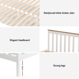 Beds & Bed Frames: Artiss Bed Frame Single Size Wooden Platform with 2 Storage Drawers White PONY