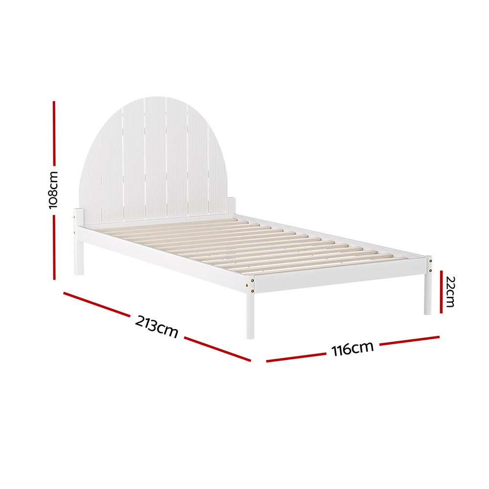 Headboards: Artiss Bed Frame King Single Size Wooden White DALY