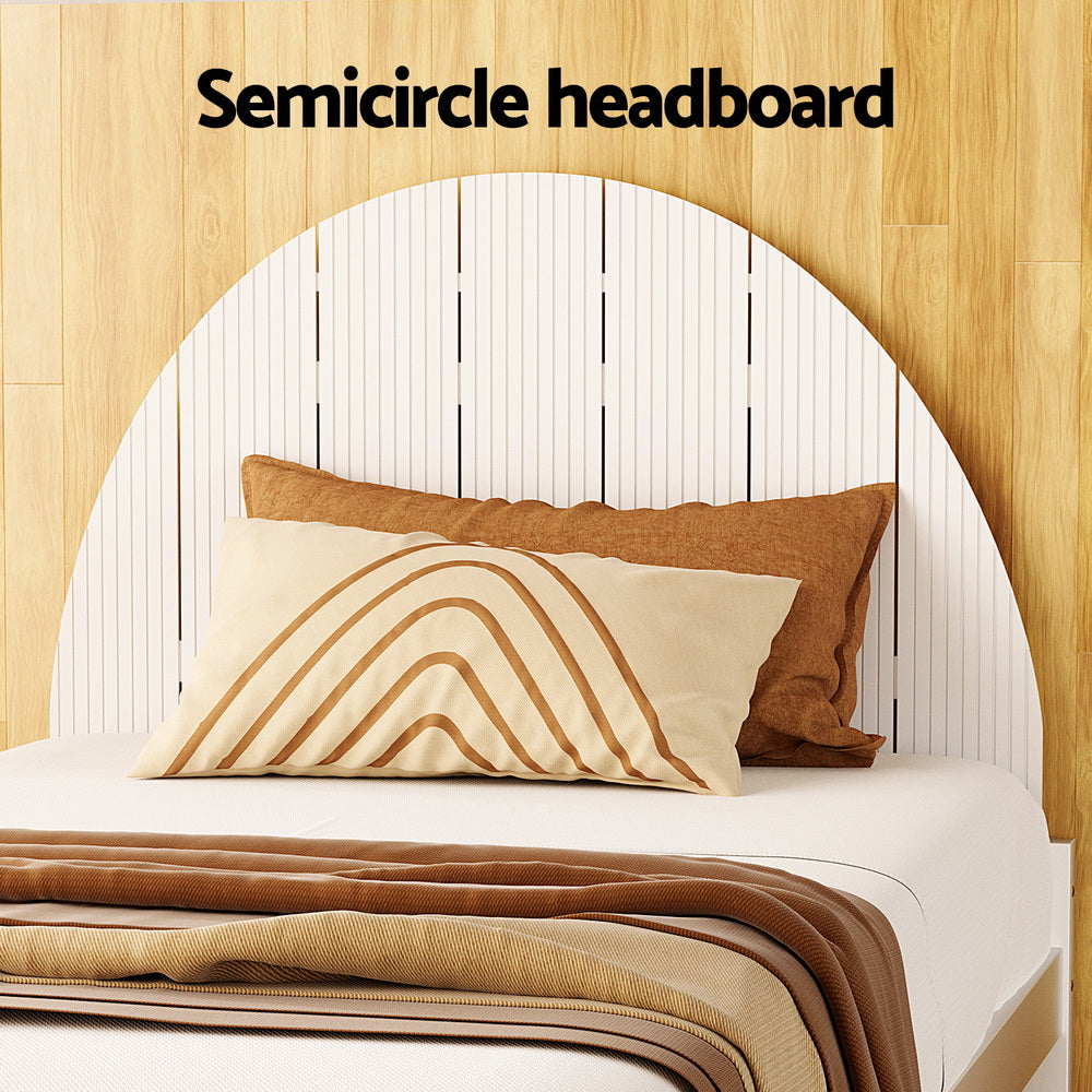Headboards: Artiss Bed Frame King Single Size Wooden White DALY