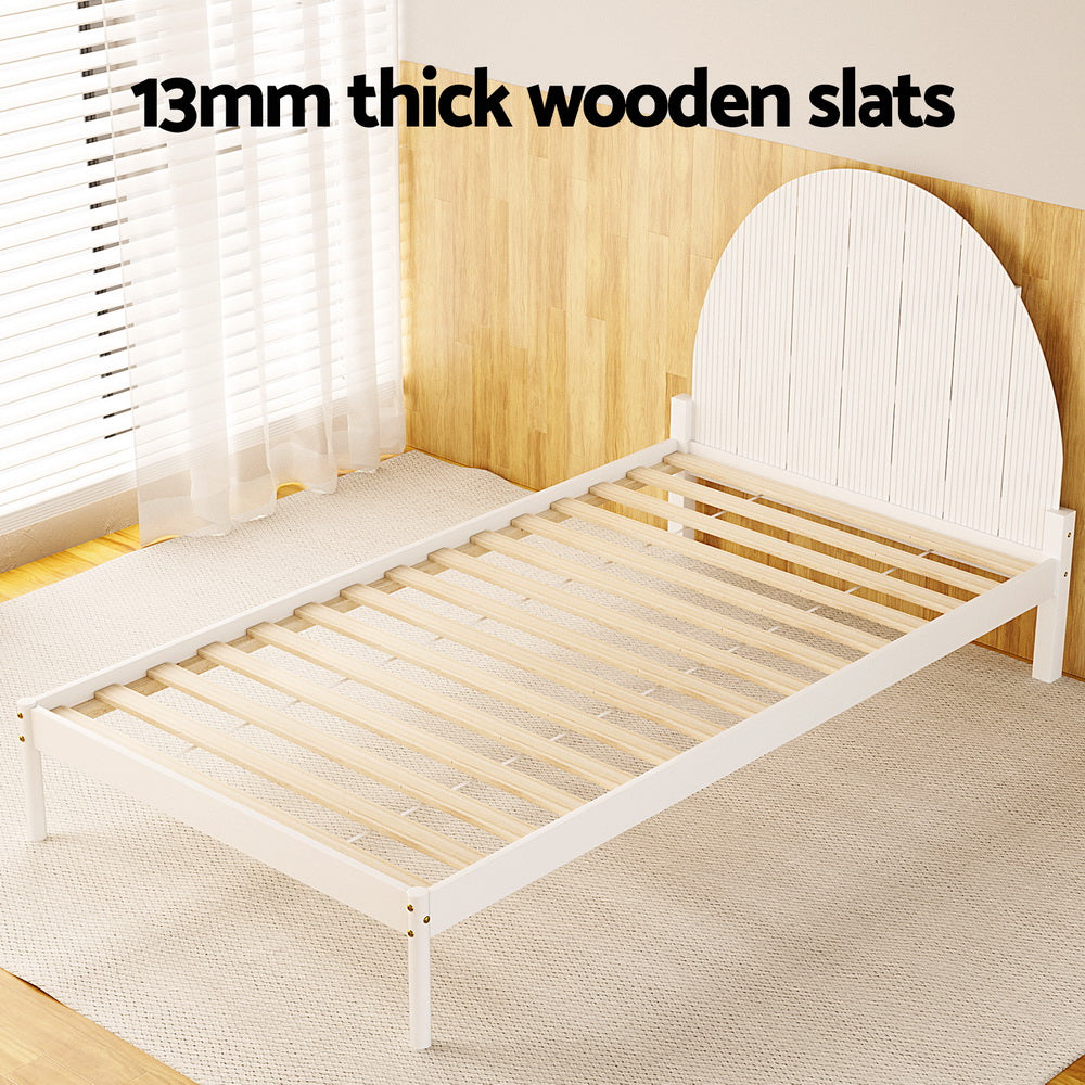 Headboards: Artiss Bed Frame King Single Size Wooden White DALY