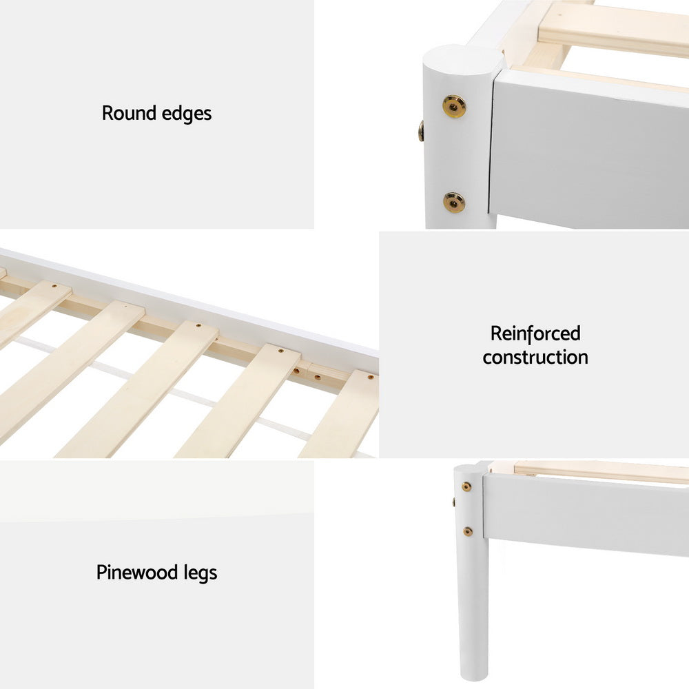 Headboards: Artiss Bed Frame King Single Size Wooden White DALY