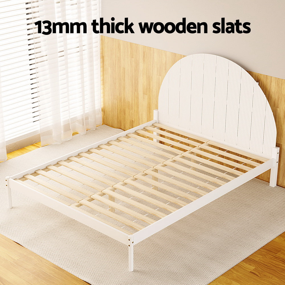 Beds & Bed Frames: Artiss Bed Frame Queen Size Wooden White DALY
