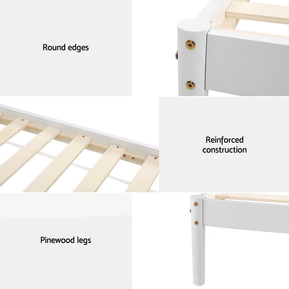 Beds & Bed Frames: Artiss Bed Frame Queen Size Wooden White DALY