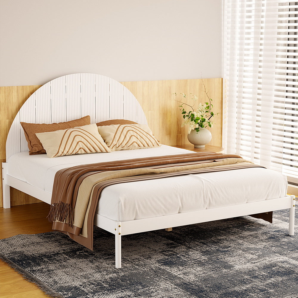 Beds & Bed Frames: Artiss Bed Frame Queen Size Wooden White DALY