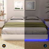 Artiss Double Bed Frame with 16Colour Led Light Wooden Platform Bed Base DAYGLOW