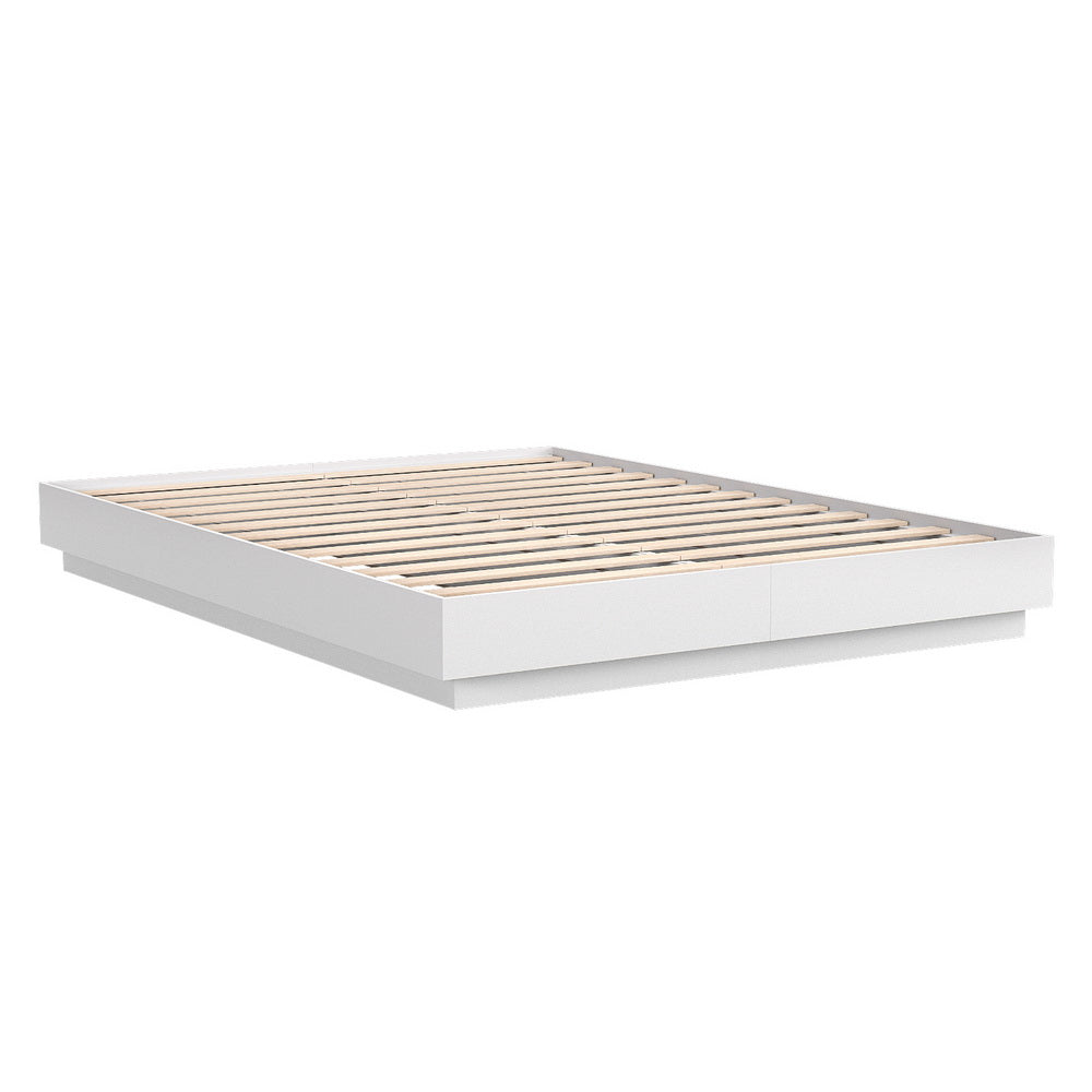 Beds & Bed Frames: Artiss Queen Bed Frame with 16Colour Led Light Wooden Platform Bed Base DAYGLOW