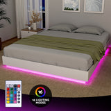 Artiss Queen Bed Frame with 16Colour Led Light Wooden Platform Bed Base DAYGLOW