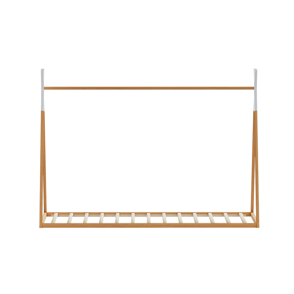 Beds & Bed Frames: Artiss Bed Frame Wooden Kids House Single Frame Oak ENID