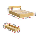Beds & Bed Frames: Artiss Bed Frame Double Size with Charging Ports and 2 Drawers AURA