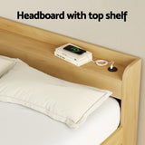 Beds & Bed Frames: Artiss Bed Frame Double Size with Charging Ports and 2 Drawers AURA