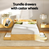 Beds & Bed Frames: Artiss Bed Frame Double Size with Charging Ports and 2 Drawers AURA