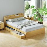 Beds & Bed Frames: Artiss Bed Frame Double Size with Charging Ports and 2 Drawers AURA