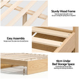 Beds & Bed Frames: Artiss Single Bed Frame with 2 Storage Drawers Platform Bed Base with USB Ports Sturdy Wooden Slat Support Natural