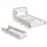 Artiss Bed Frame Single Size with Charging Ports and 2 Drawers AURA