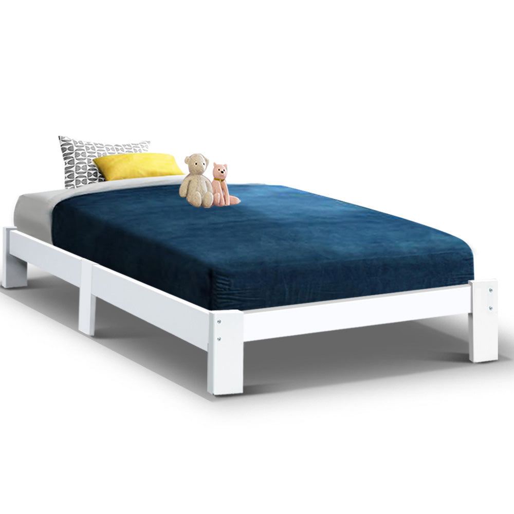 Beds & Bed Frames: Artiss Bed Frame King Single Size Wooden White JADE