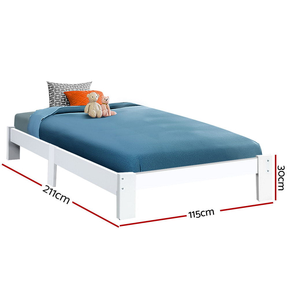 Beds & Bed Frames: Artiss Bed Frame King Single Size Wooden White JADE