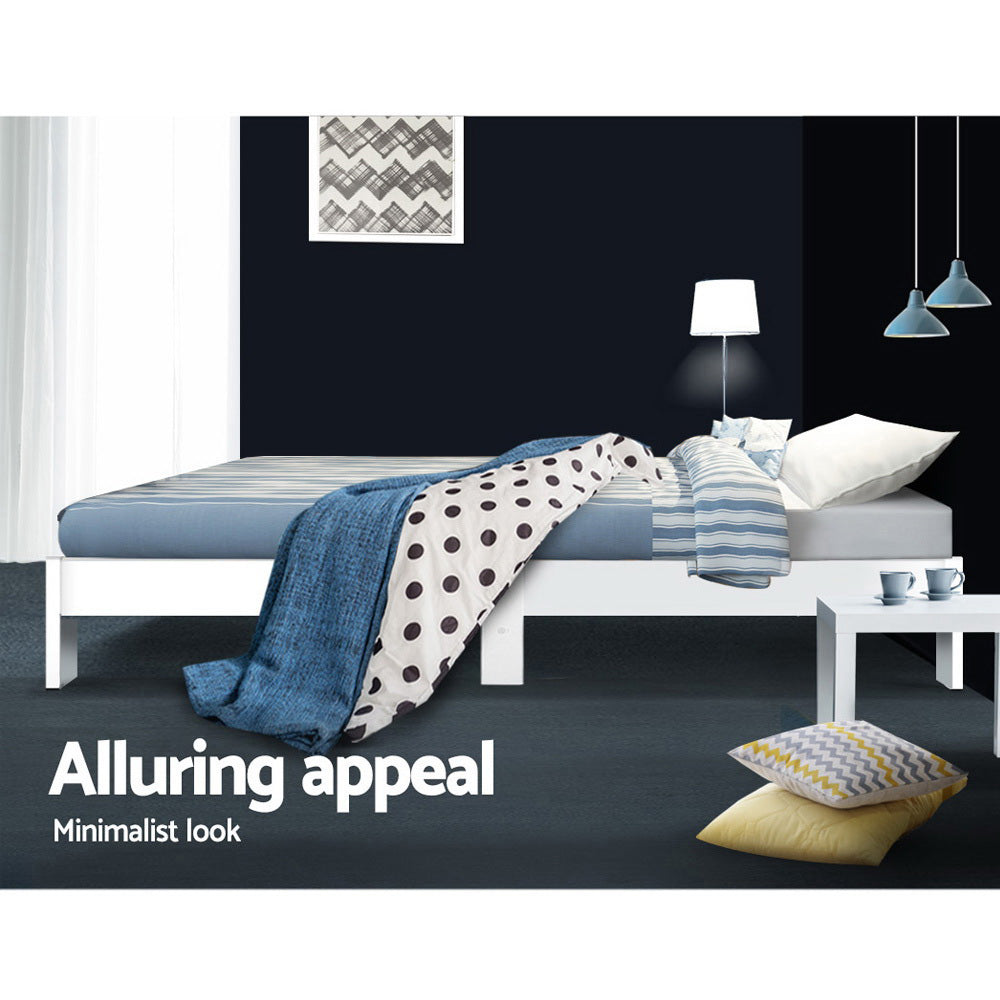 Beds & Bed Frames: Artiss Bed Frame King Single Size Wooden White JADE