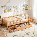 Beds & Bed Frames: Artiss Kids Single Bed Frame with 3 Storage Drawer Montessori Bed for Toddler Natural