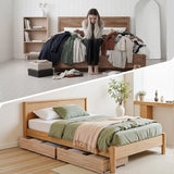 Artiss 2pcs Under Bed Storage with Wheels Rolling Wooden Drawers Single & Double
