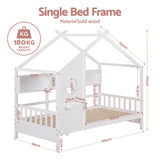 Beds & Bed Frames: Artiss Kids Single Bed Frame House Bed Solid Wood Montessori Bed for Toddler White