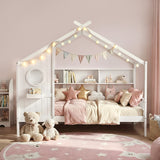 Beds & Bed Frames: Artiss Kids Single Bed Frame House Bed Solid Wood Montessori Bed for Toddler White
