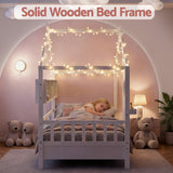 Beds & Bed Frames: Artiss Kids Single Bed Frame House Bed Solid Wood Montessori Bed for Toddler White