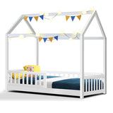 Kid's Beds & Bed Frames: Artiss Bed Frame Wooden Kids House Frame White ROCK