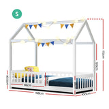 Kid's Beds & Bed Frames: Artiss Bed Frame Wooden Kids House Frame White ROCK