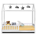 Kid's Beds & Bed Frames: Artiss Bed Frame Wooden Kids House Frame White ROCK