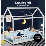 Kid's Beds & Bed Frames: Artiss Bed Frame Wooden Kids House Frame White ROCK