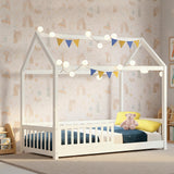 Kid's Beds & Bed Frames: Artiss Bed Frame Wooden Kids House Frame White ROCK