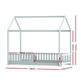 Kid's Beds & Bed Frames: Artiss Bed Frame Wooden Kids House Frame Grey ROCK