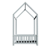 Kid's Beds & Bed Frames: Artiss Bed Frame Wooden Kids House Frame Grey ROCK