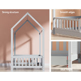 Kid's Beds & Bed Frames: Artiss Bed Frame Wooden Kids House Frame Grey ROCK