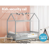 Kid's Beds & Bed Frames: Artiss Bed Frame Wooden Kids House Frame Grey ROCK