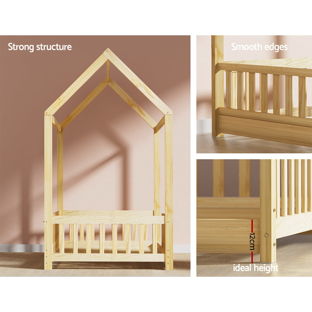 Kid's Beds & Bed Frames: Artiss Bed Frame Wooden Kids House Frame Oak ROCK