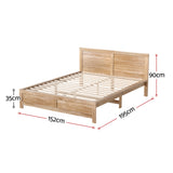 Beds & Bed Frames: Artiss Bed Frame Double Size Wooden Acacia Wood OATMEAL