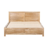 Beds & Bed Frames: Artiss Bed Frame Double Size Wooden Acacia Wood OATMEAL